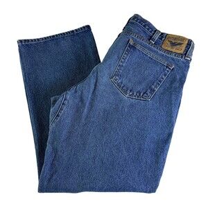 Diamond Gusset Blue Jeans, Men's 42x31 Regular Straight Distressed Made in USA